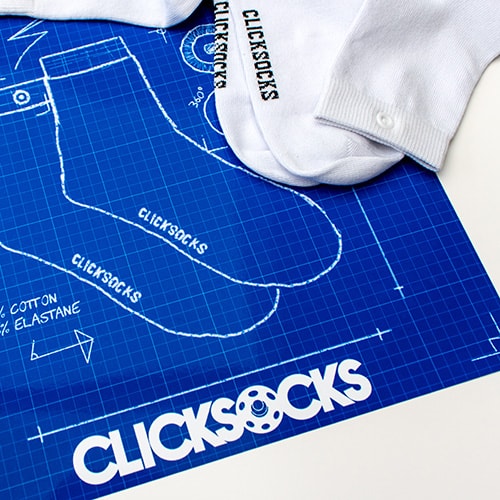 Clicksocks utvecklar strumpor som inte försvinner i tvätten. Novitell utvecklade deras webbutik.