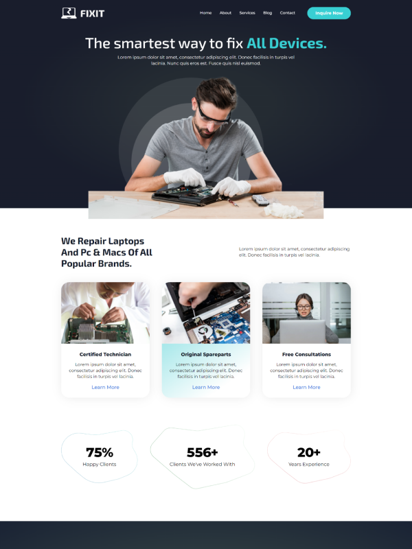 Webbdesign för datorreparatör