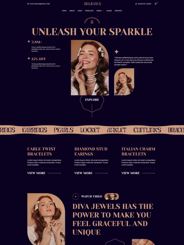 Webbdesign för smyckesbutik
