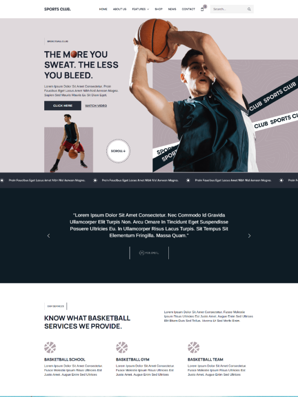 Webbdesign för sportklubb